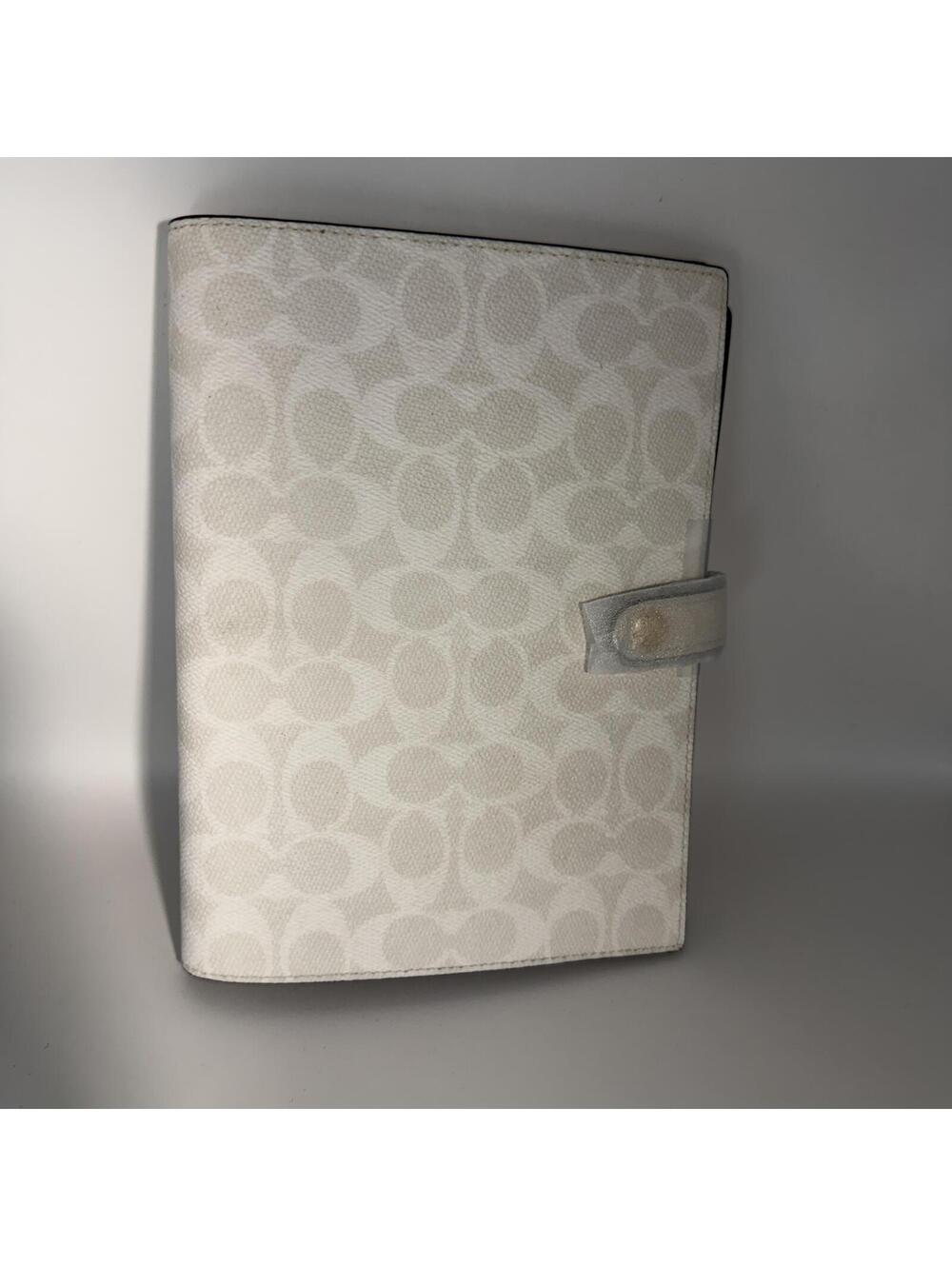 Coach Signature Jacquard Planner Cover Notebook Insert Cream Gray Monogram New